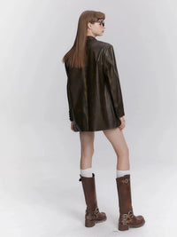 Leather Blazer Maillard Style Jacket — vista laterale