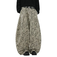 Leopard Print Baggy Denim Curved Barrel Jeans — vista posteriore