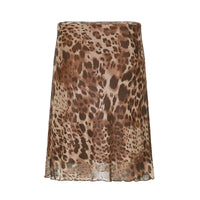 Leopard Print Mesh Flowy Midi Skirt — dettaglio della stampa