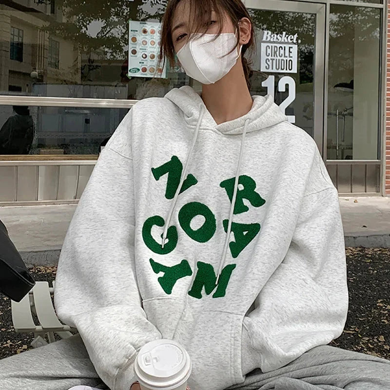 Letter Collage Baggy Womens Hoodie — vista posteriore