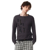 Letter Print Henley Button Long Sleeve Top — in alternativa