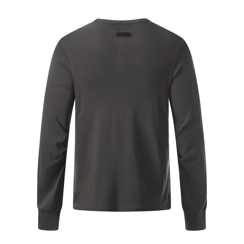 Letter Print Henley Button Long Sleeve Top — dettaglio del tessuto