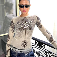 Life Advice Long Sleeve Mesh Top — dettaglio