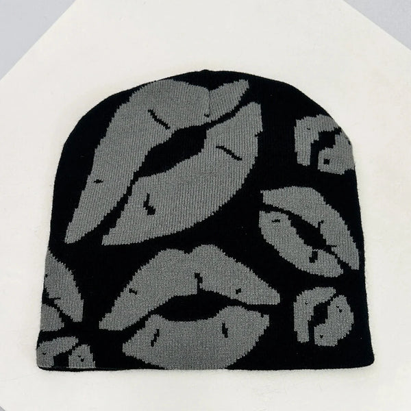Y2K Lippy Lips Jacquard Graphic Beanie