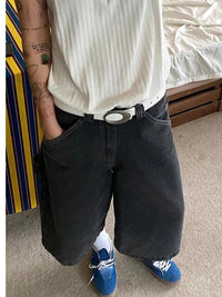 Long Baggy Denim Shorts Jorts — dettaglio della stampa