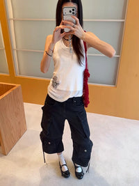 Long Black Boyfriend Cargo Jorts — in alternativa