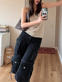 Long Black Boyfriend Cargo Jorts — dettaglio