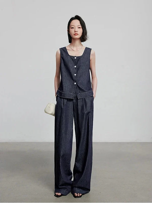 Long Boyfriend Fit Denim Jeans — vista frontale