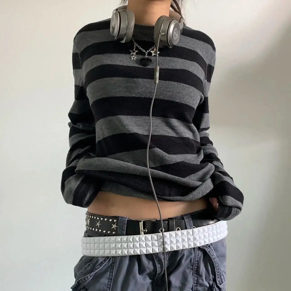 Y2K Long Sleeve Striped T Shirt