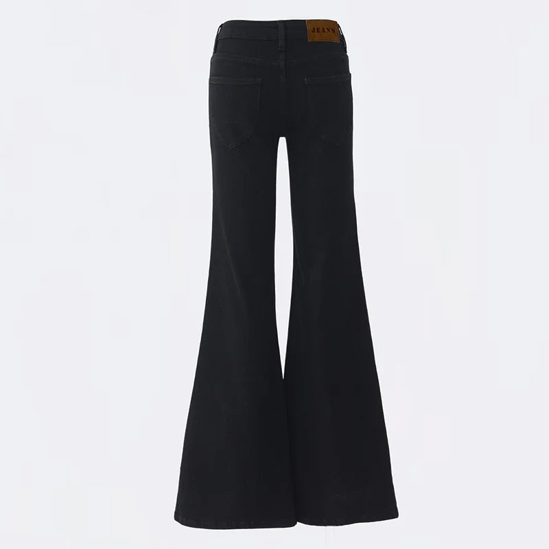Low Waist Black Flare Jeans — vista laterale