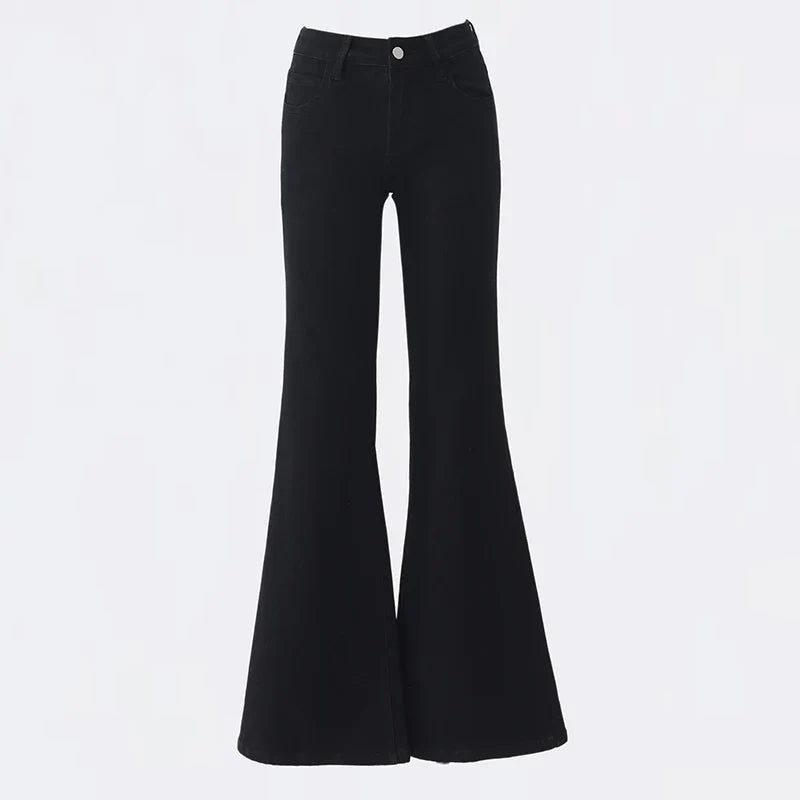 Low Waist Black Flare Jeans — dettaglio del tessuto