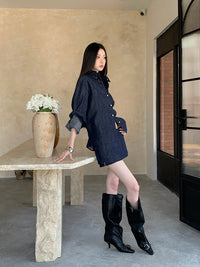 Matching Denim Shirt and Skirt Set — dettaglio