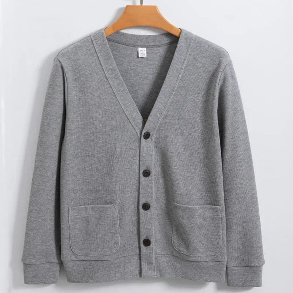 Mens Knitted Button Up Sweater Cardigan — vista frontale