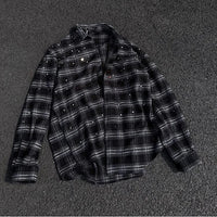 Mens Plaid Rhinestone Long Sleeve Button Up Shirt — vista frontale