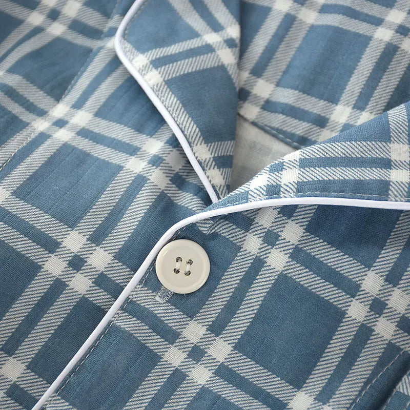 Mens Plaid Thin Pyjama Set — vista laterale