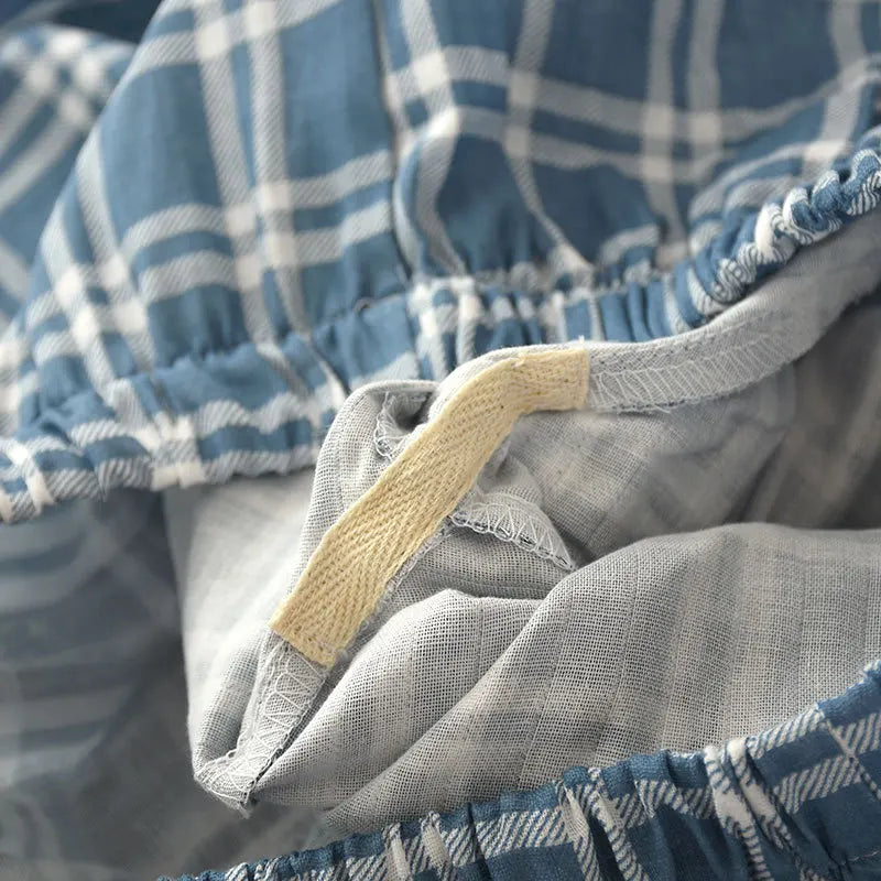 Mens Plaid Thin Pyjama Set — dettaglio del tessuto