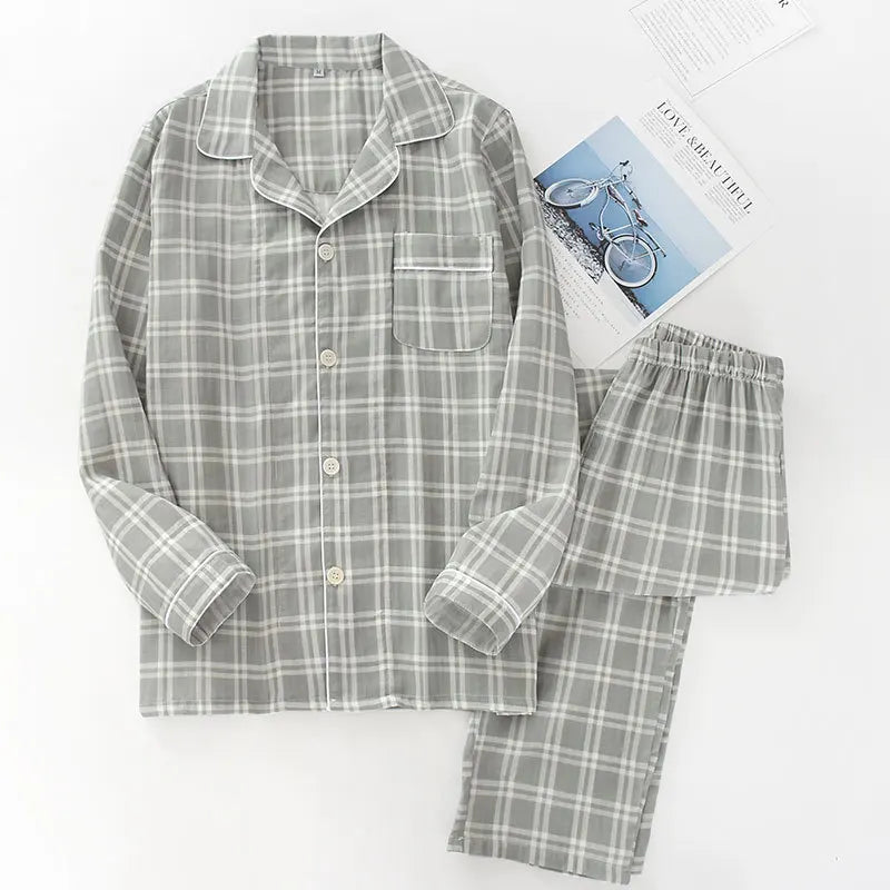 Mens Plaid Thin Pyjama Set — vista posteriore