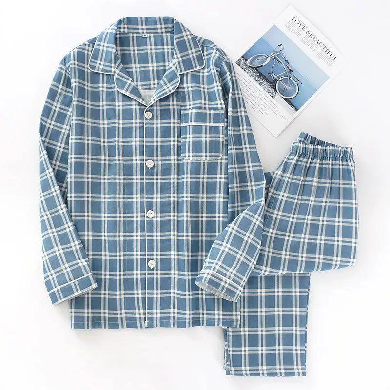 Mens Plaid Thin Pyjama Set — vista frontale