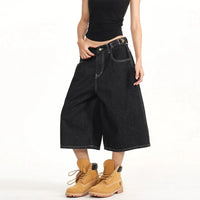 Mens Wide Leg Denim Carpenter Shorts Jorts — vista posteriore