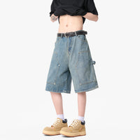 Mens Workwear Cargo Denim Shorts Jorts — dettaglio del tessuto