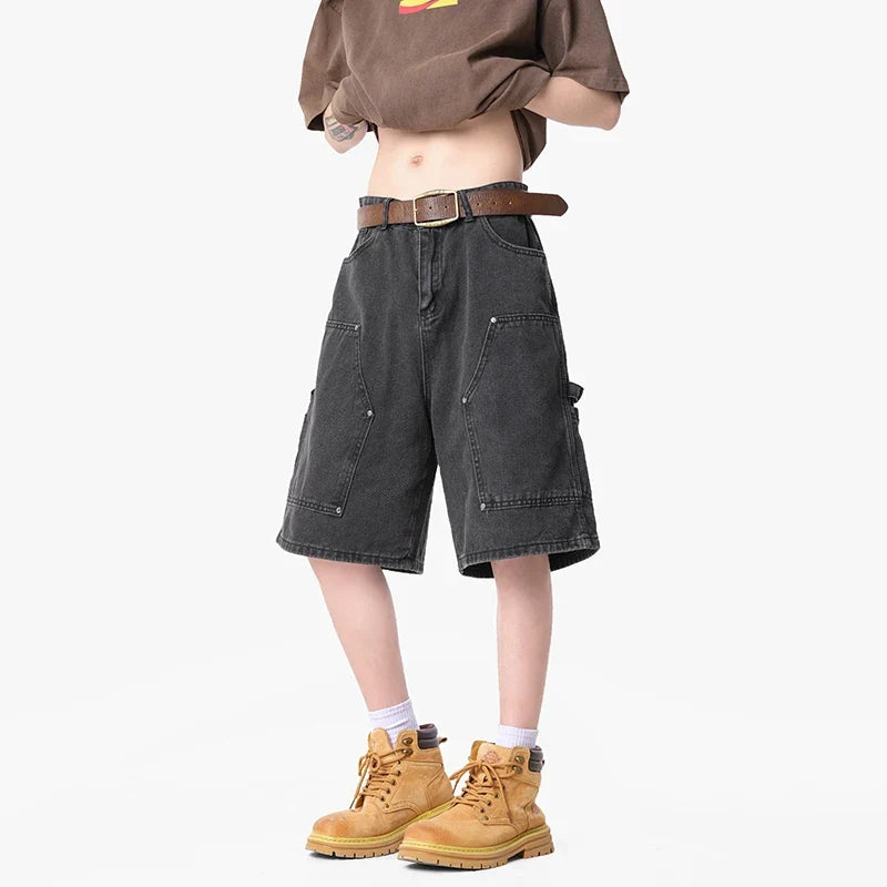 Mens Workwear Cargo Denim Shorts Jorts — dettaglio della stampa