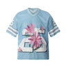 Y2K Mesh V Neck "Flower Print" Football Jersey