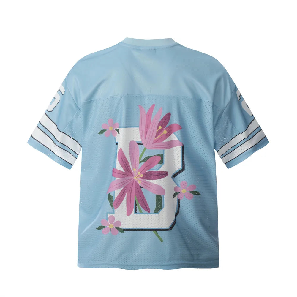 Mesh V Neck "Flower Print" Football Jersey — vista posteriore
