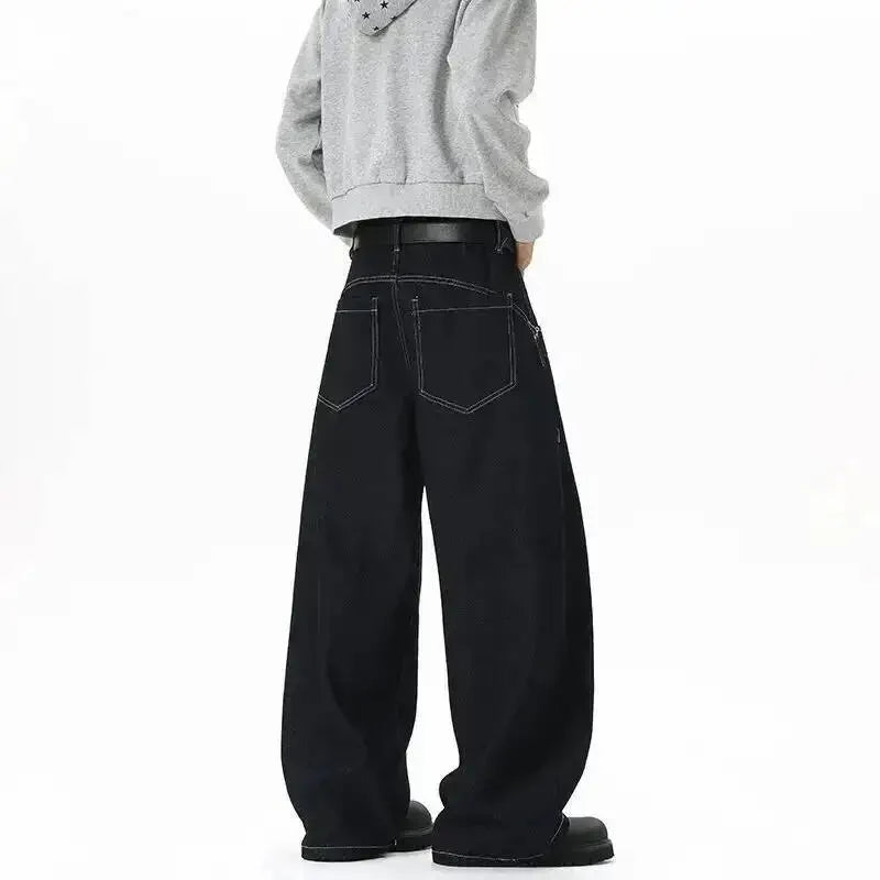 Metal Buckle Zip Wide Leg Jeans — vista laterale