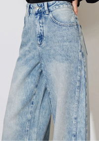 Mid Waist Straight Boyfriend Fit Denim Jeans — dettaglio del tessuto