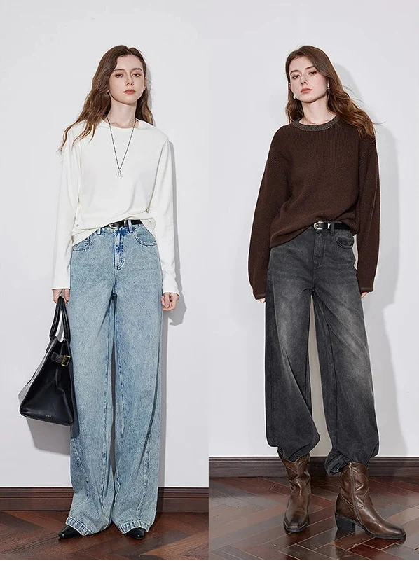 Mid Waist Straight Boyfriend Fit Denim Jeans — dettaglio