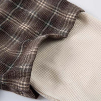 "Minutes" Plaid Mock Two Piece Long Sleeve Button Up Shirt Top — vista completa
