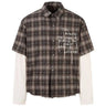 Y2K "Minutes" Plaid Mock Two Piece Long Sleeve Button Up Shirt Top