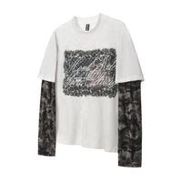Mock Two Piece Distressed Long Sleeve T Shirt — vista posteriore