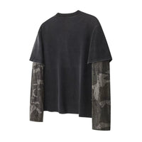 Mock Two Piece Distressed Long Sleeve T Shirt — in alternativa
