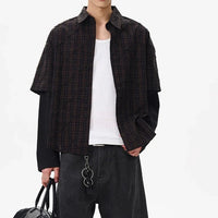 Mock Two Piece Long Sleeve Button Down Shirt — vista posteriore