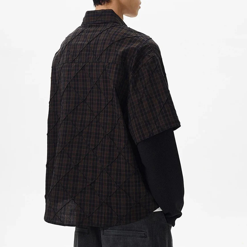 Mock Two Piece Long Sleeve Button Down Shirt — dettaglio della stampa