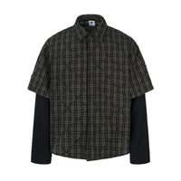 Mock Two Piece Long Sleeve Button Down Shirt — vista frontale