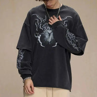 Mock Two Piece Spiritual Graphic Long Sleeve Top — dettaglio della stampa