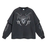 Mock Two Piece Spiritual Graphic Long Sleeve Top — vista frontale