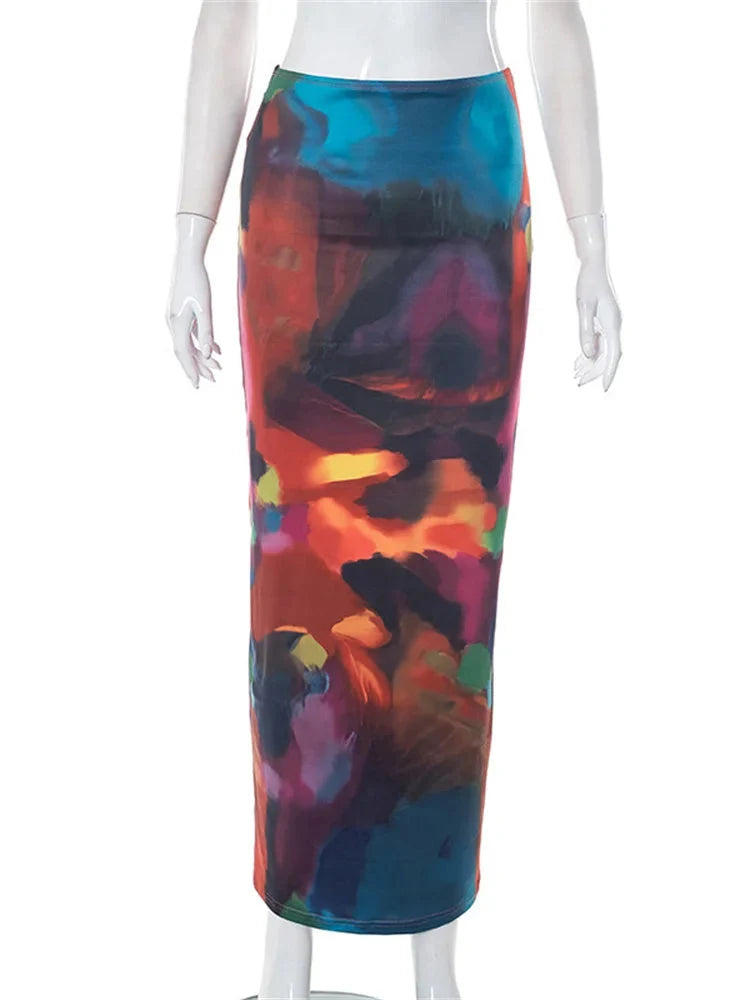 Multi Coloured Long Maxi Skirt — vista laterale