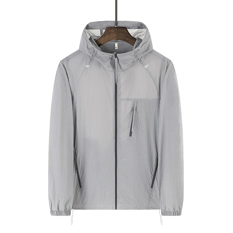 Multi Zip Lightweight Windbreaker Jacket Coat — dettaglio del tessuto