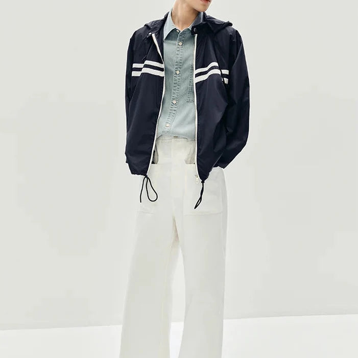 Nautical Sporty Hooded Windbreaker Jacket — vista posteriore