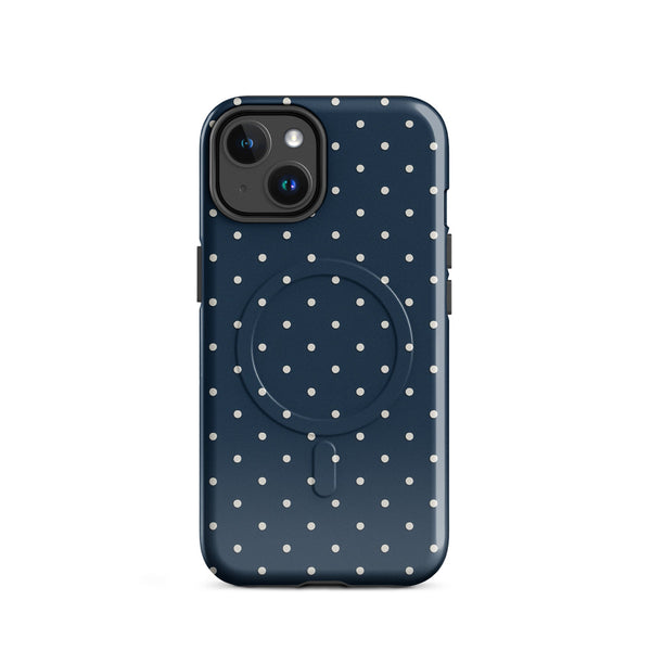 Navy Polka Dot MagSafe Case — vista frontale