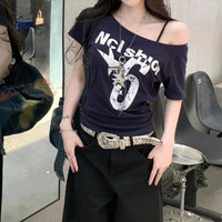 Off Shoulder Graphic T Shirt — vista frontale