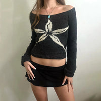 Off Shoulder Knitted Sweater — vista frontale