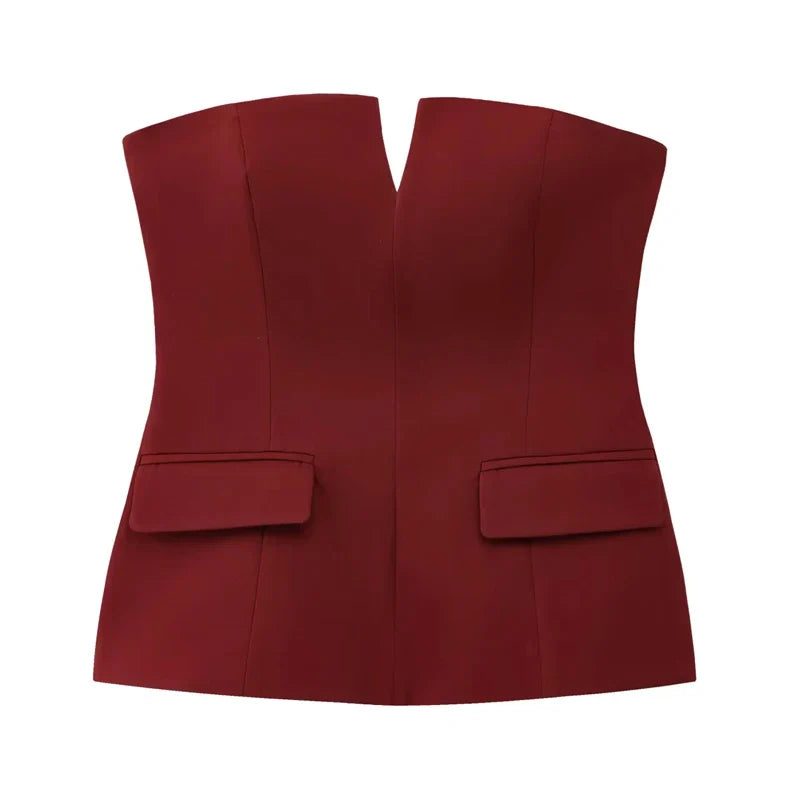 Old Money Bandeau Crop Tube Top — vista frontale