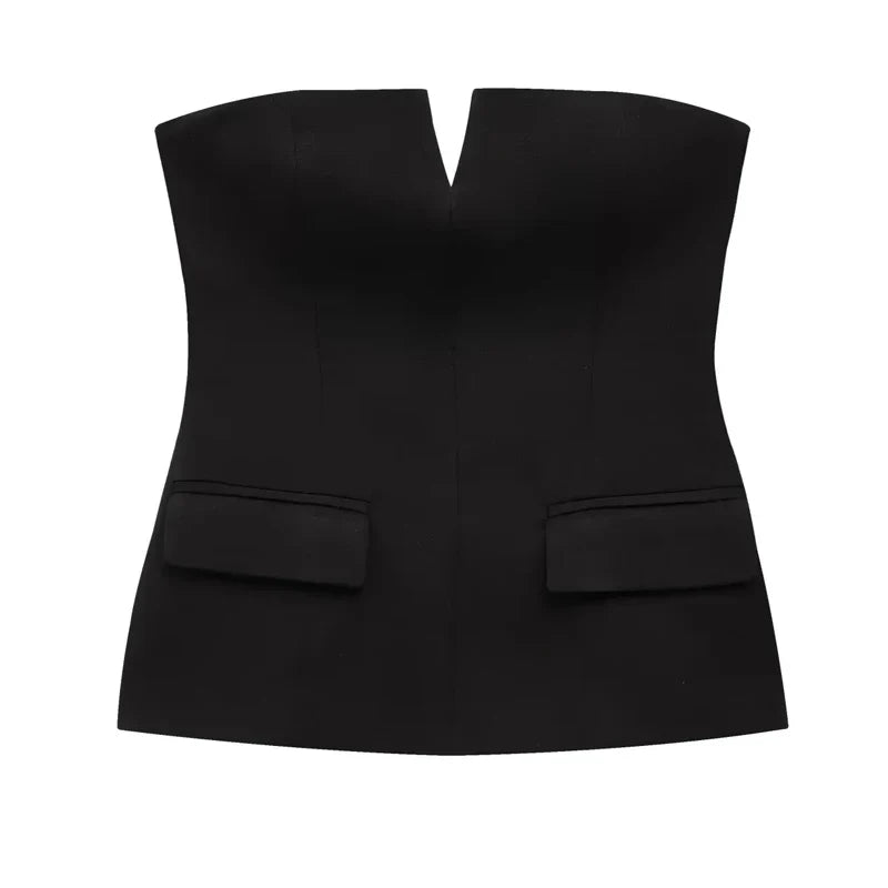 Old Money Bandeau Crop Tube Top — vista posteriore