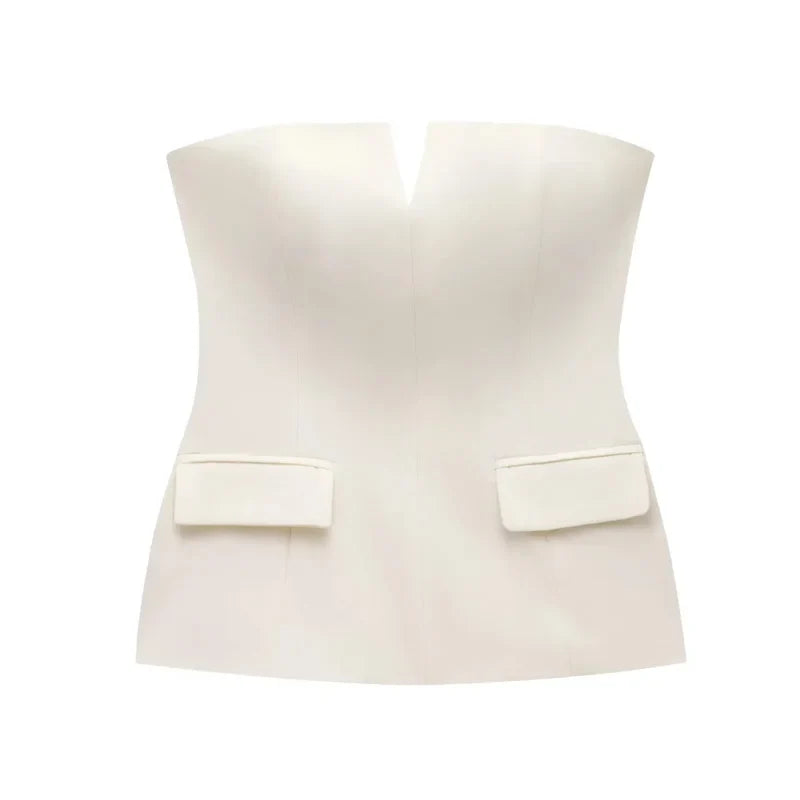Old Money Bandeau Crop Tube Top — dettaglio