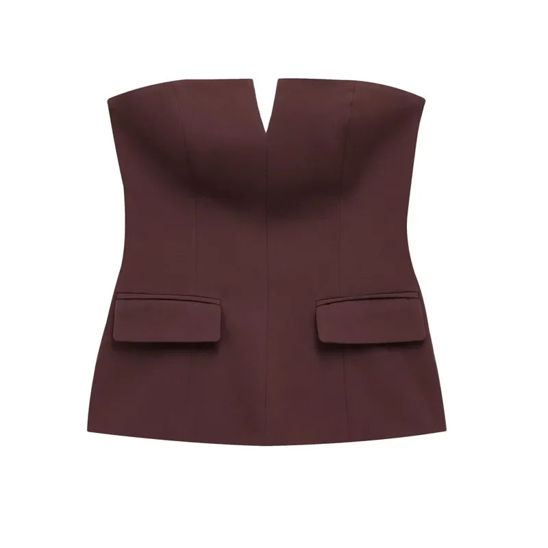 Old Money Bandeau Crop Tube Top — dettaglio della stampa