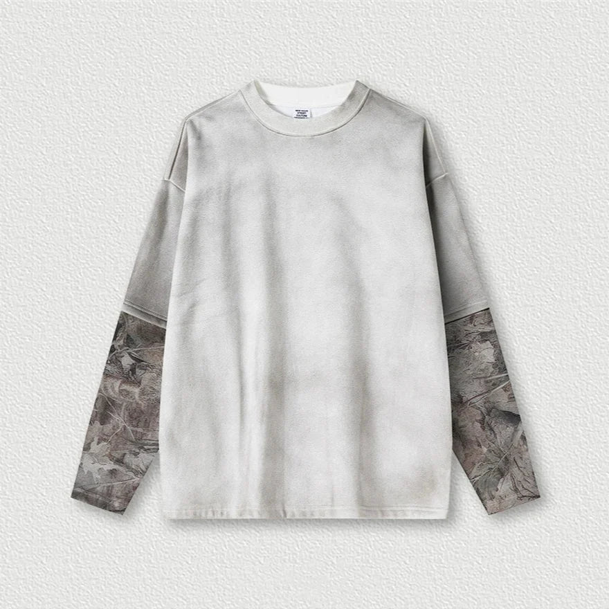 Origin 340gsm Essentials Desert Camo Mock Long Sleeve T Shirt — vista frontale